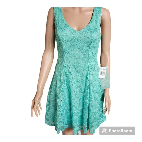 B.Smart Size 5 Mint Green Lace Overllay Fit Short Formal Evening Prom Dress - Picture 1 of 16